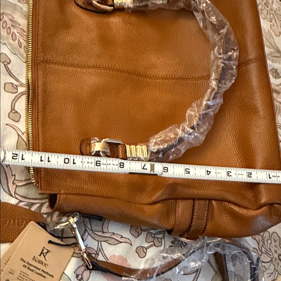 Elegant Kattee Brown Leather Tote Bag shoulder purse, large new with tags - Picture 13 of 13